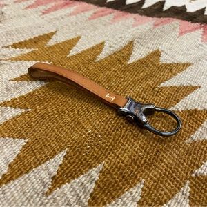 Vintage Hermes Leather Key Ring With Silver Clasp